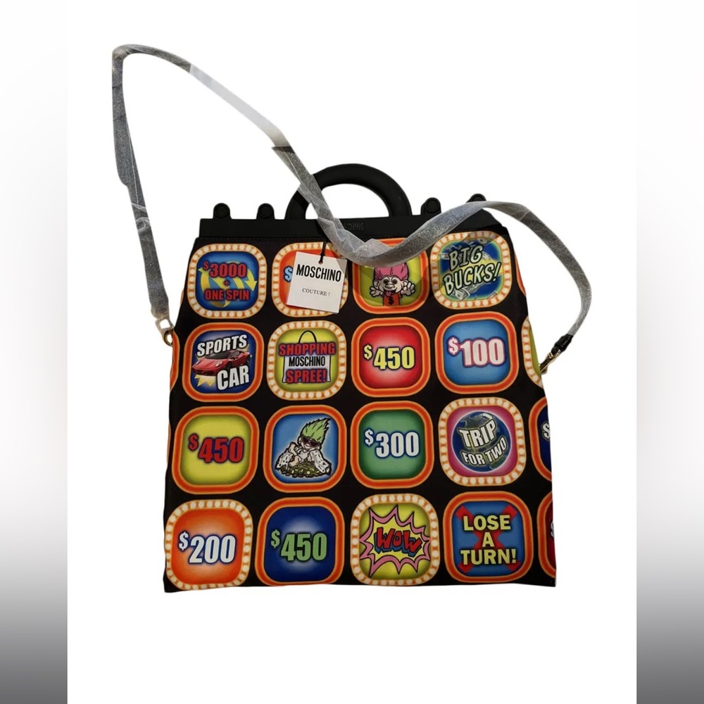 Moschino Black Shoulder Bag with Colorful Patchwork Design $1550 Retail ♥️ - Picture 2 of 6
